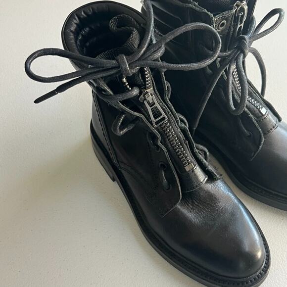 Belstaff Boots Women's Size 6.5 37 Pettra Boot In Black Leather Combat - Picture 5 of 16